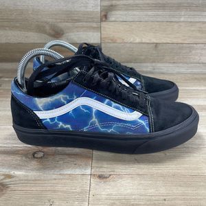 Vans Shoes Old Skool Lightning Womens 9 Mens 7.5 Black Blue Low Top Sneakers